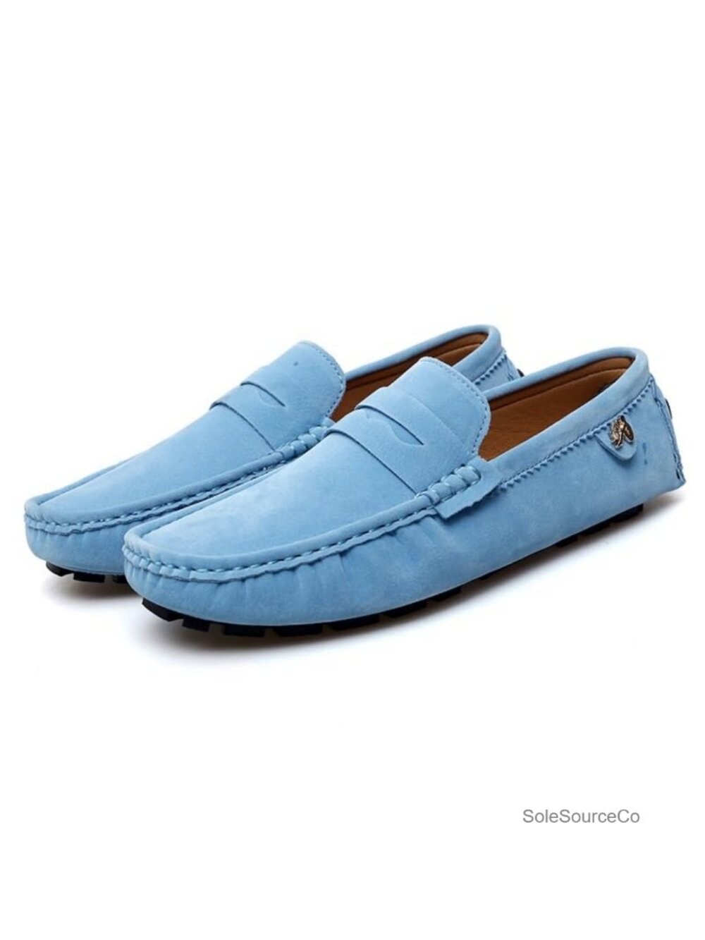 Round Toe Suede Vamp Penny Driving Loafers Flexible Anti-Slip Slip-on